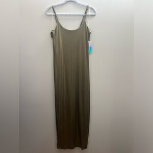 NWT Derek Heart large olive green metallic midi dress